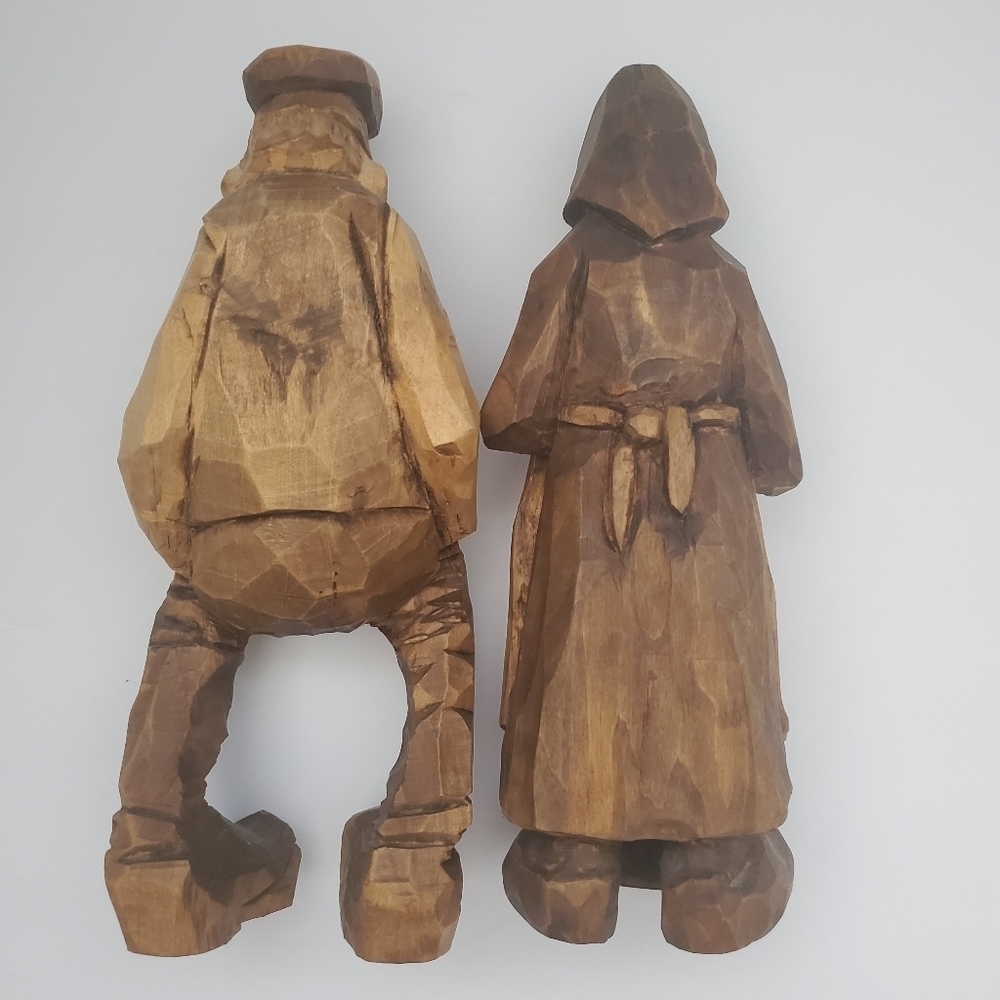 vintage Rare Hand Carved Folk Art Couple - Picture 2 of 9